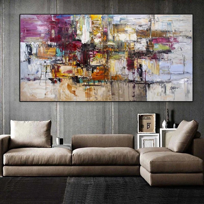 

The Graffiti Brush Painting Art Hand-painted Abstract Color Oil Painting Canvas Wall Art Home Decor Frameless Large Picture