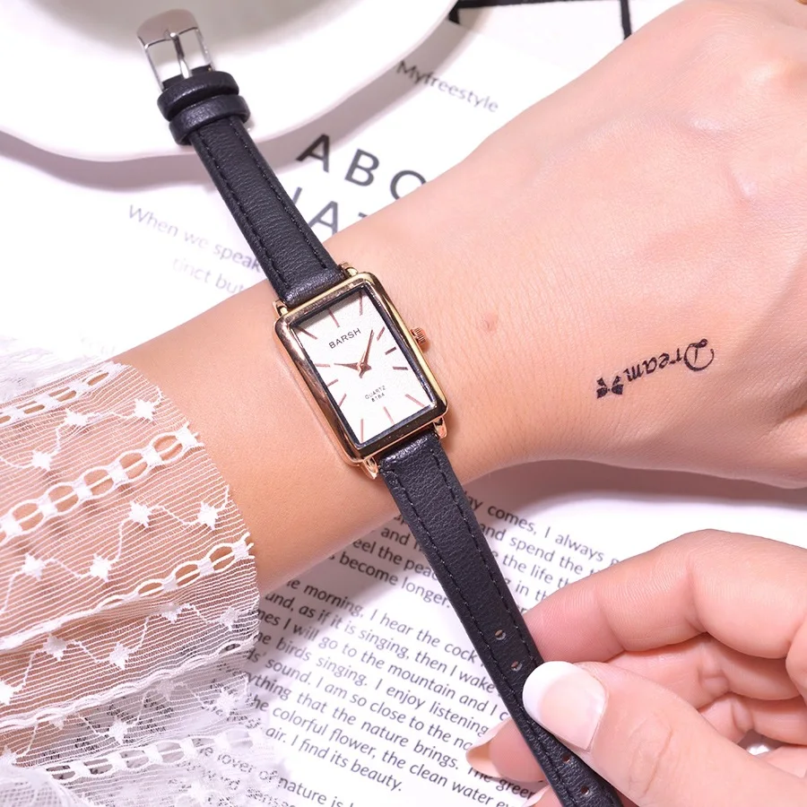 Dress Watch Rectangle Fashion Clock Quartz Gift Female Qualities Kol Bayan Saati