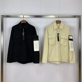 

2020ss New Collection Compass Badge Patched Men Women Cargo Jacket Hiphop Men Casual Turn-Down Collar Jacket And Coats