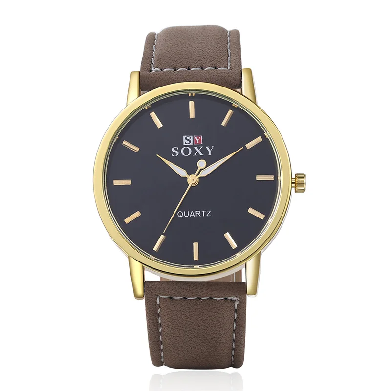 Золотой SOXY Reloj Hombre Топ бренд класса люкс Бизнес Мужские часы модные часы для мужчин спортивные часы кожа Повседневное relogio masculino saat - Цвет: Золотой