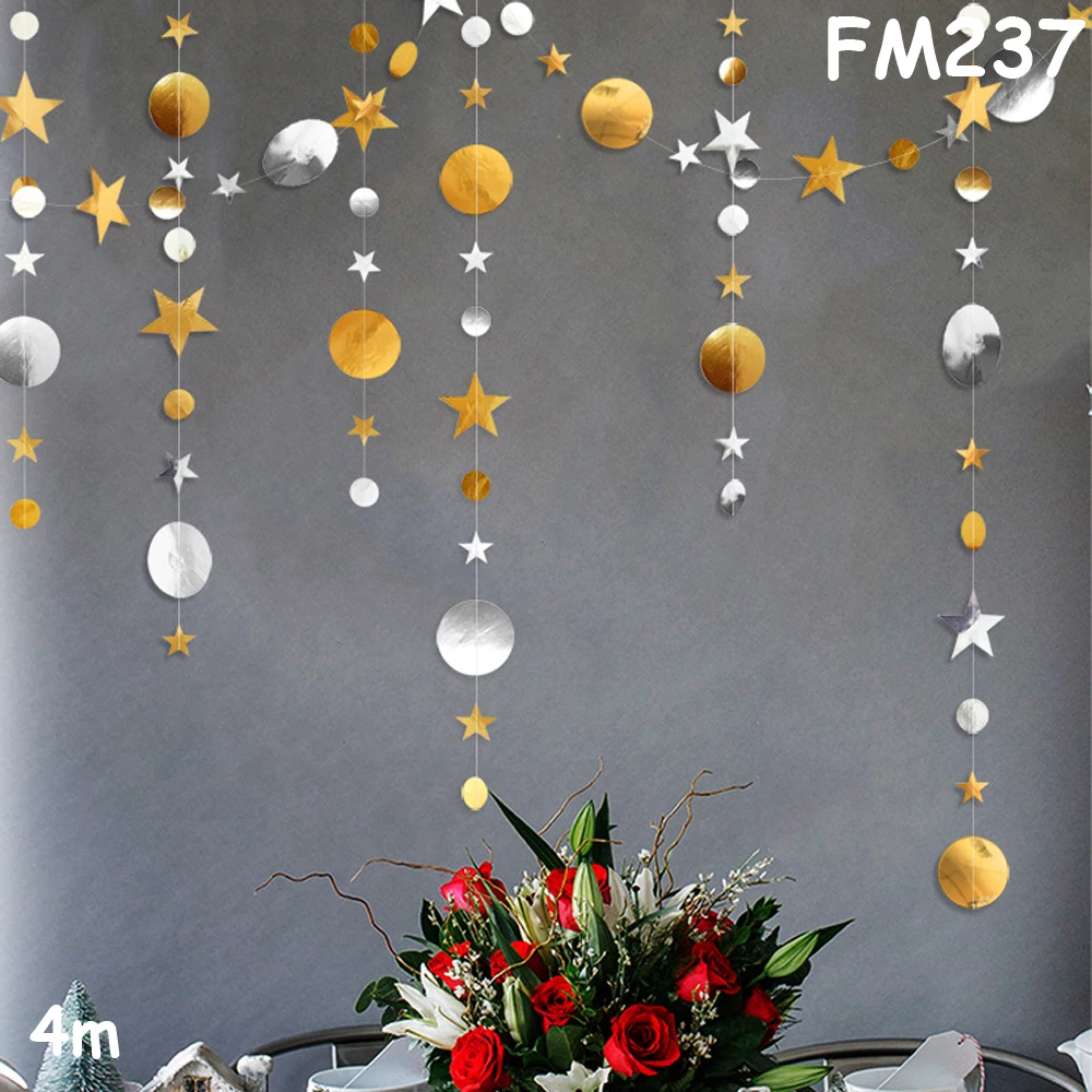 FM237 Рождественские украшения для дома, 4M, Мерцающая звезда, снежинка из бумаги, гирлянды, кулон, новогодний декор, украшения Noel Navidad - Цвет: FM237