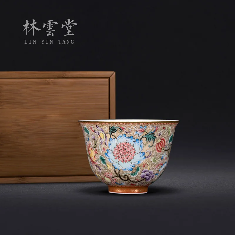 

wrapped branch lotus enamel Lin Yuntang hand-painted master cup single cup jingdezhen ceramics by hand big tea cups