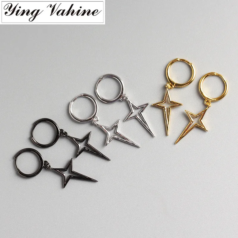 Ying Vahine Femminile Orecchini Rotondi 100% 925 Sterling Silver Incrociate Star Orecchini Con Perno Per Le Donne Boucle D' Oreille Femme 2019