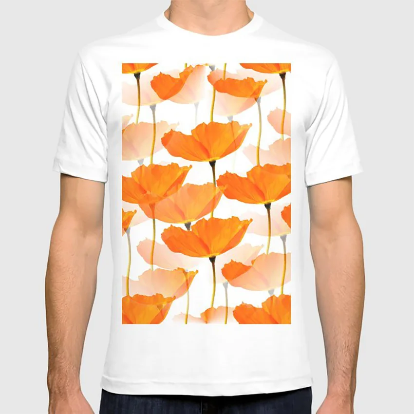 Оранжевые Маки на белом фоне# Декор# society6# buyart футболка сад растение мака природы оранжевый