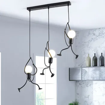 

Thrisdar E27 Climbing Man Pendant Lamps Creative Iron Kitchen Island Shop bar cafe Hanging Lamp Catoon Baby Room Pendant Light