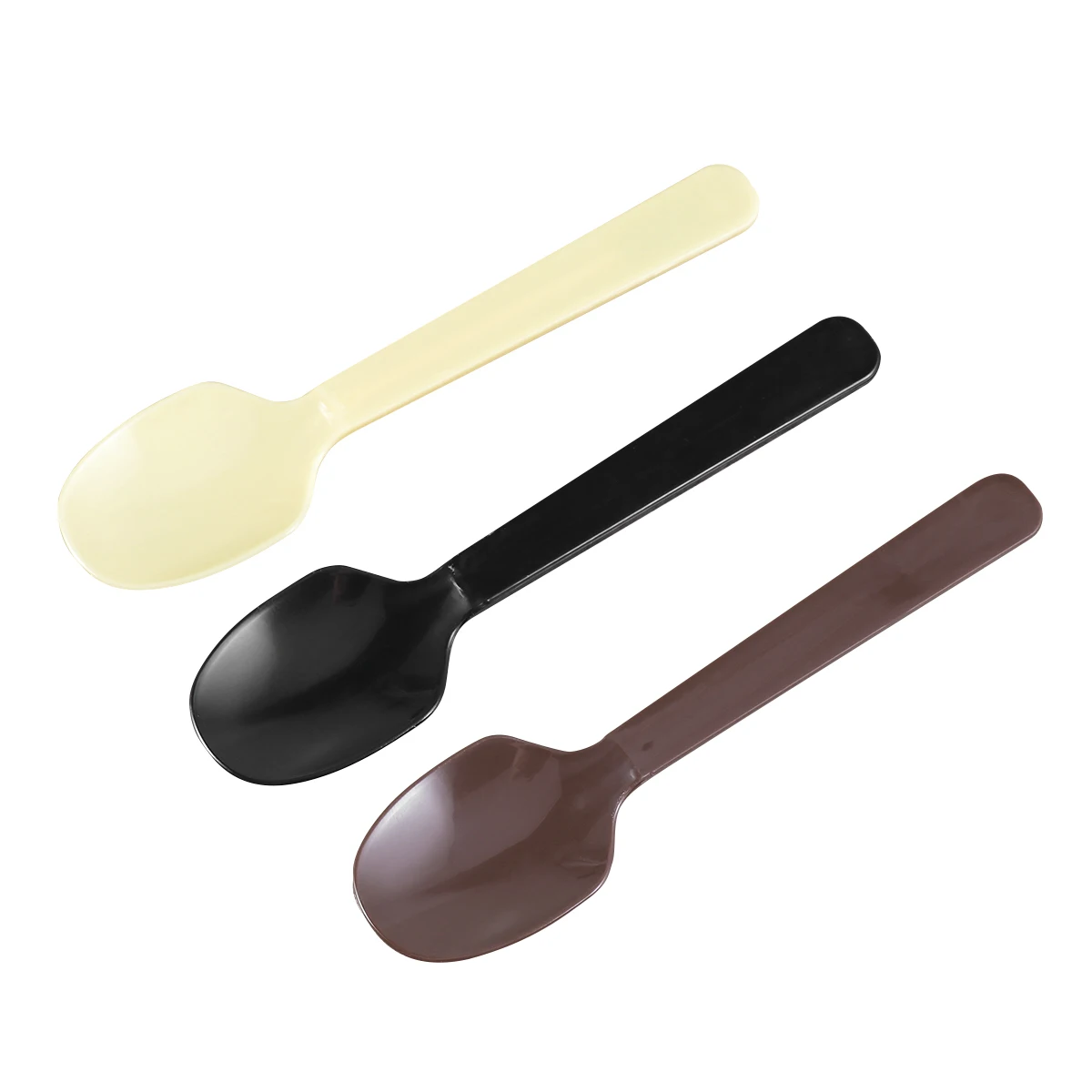 

100 Pcs Plastic Spoons Three Colors Disposable Desserts Spoons Cake Spoons Ice-cream Spoons for Restaurant Desserts House