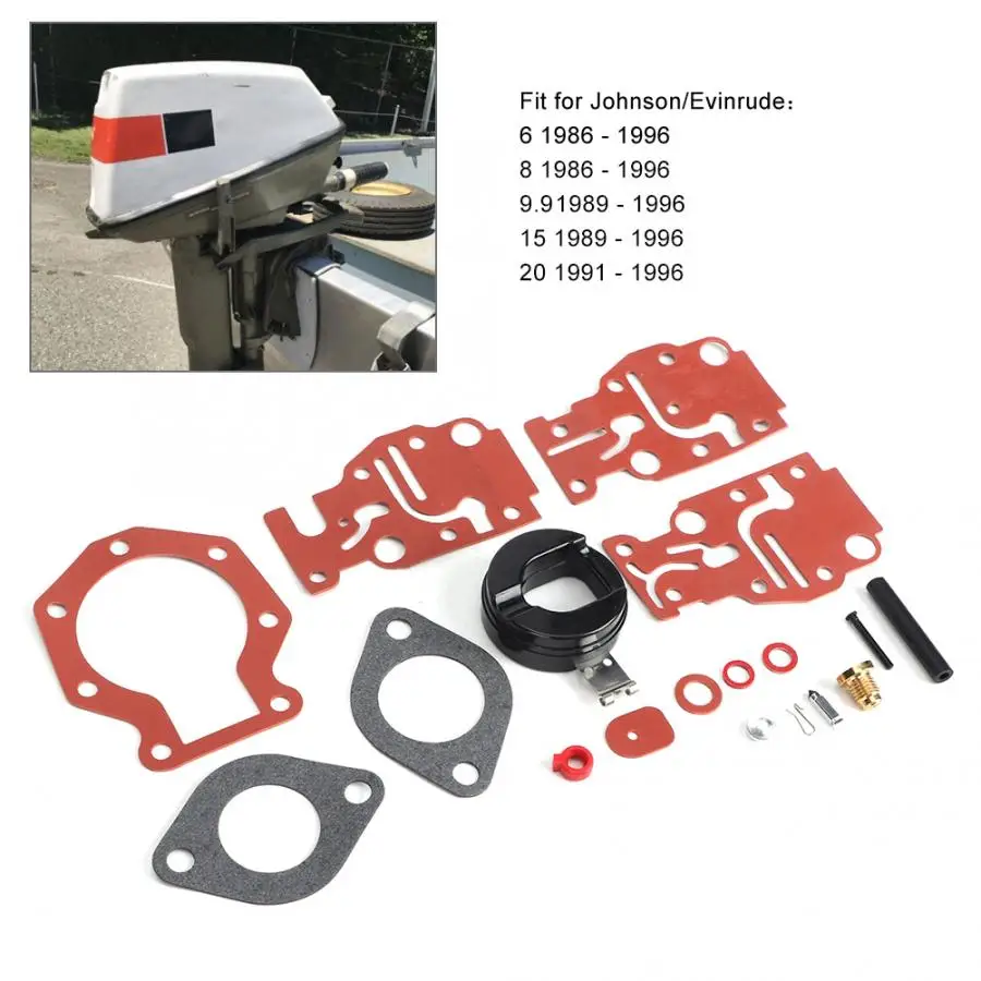 Карбюратор Ремонт Ремонтный комплект подходит для Джонсон/Evinrude 6 8 1986 1987 1988 1989 1990 1991 1992 1993 1994 1995 1996 439073