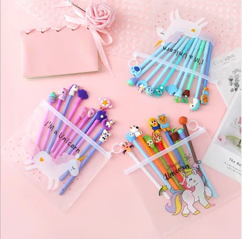 

Wholesale 10pcs/Set Cute Pink Girl Gel Pen Students Cartoon Netural Pen Free Shipping Office Stationery Black 0.5mm GP537