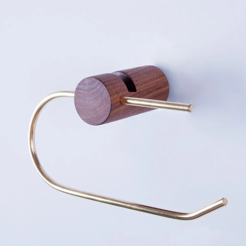 Creative Punch free Nordic Bathroom Paper Roll Bracket Brass Solid Wood