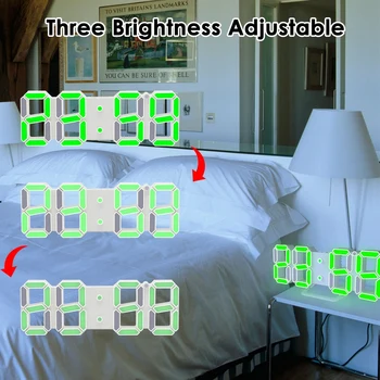 

3D Digital Clock LED Wall Desk Alarm Clock Creative Modern Date Time Celsius Display Home Livingroom Hang Electronic Decor Clock