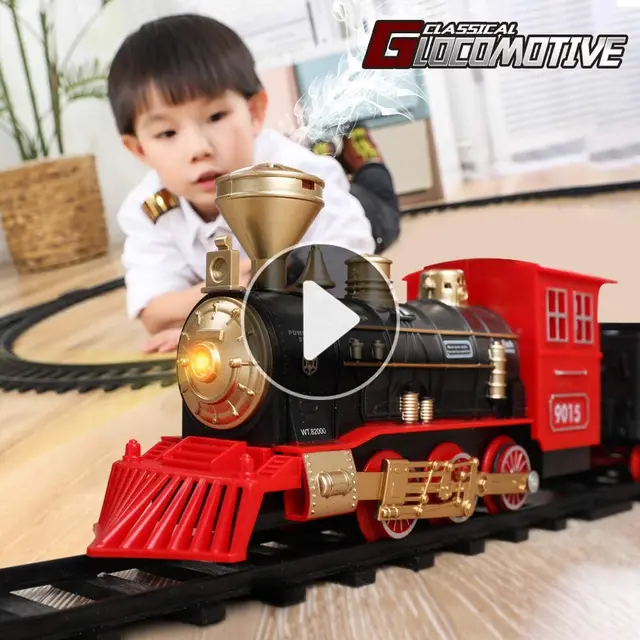 Electric Christmas Train Toy Set Car Railway Tracks Steam Locomotive Engine Diecast Model Educational Game Boy Toys for Children 2