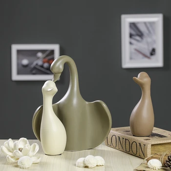 

Porcelain Mother Swan Figurine Miniature Maternity Decoration Handmade Ceramics Swan Baby Modern Ceramic & Enamel Flat Surface