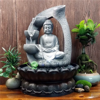 Buddha Tabletop Fountain Indoor LED Lights Desktop Bedroom Water Fengshui Waterfall Feature Farmhouse Home Office Decor 2