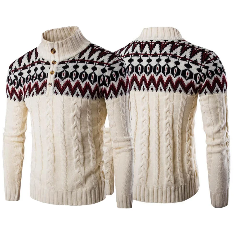 Зимний мужской свитер, сочетающиеся цвета, топы с длинными рукавами, круглый вырез, тонкий пуловер,, теплый свитер, винтажный принт