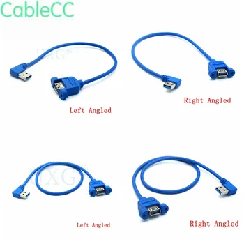 

25cm 90 Degree Right Angled USB 3.0 A Male to Female Extension Cable with Mount Screw Type