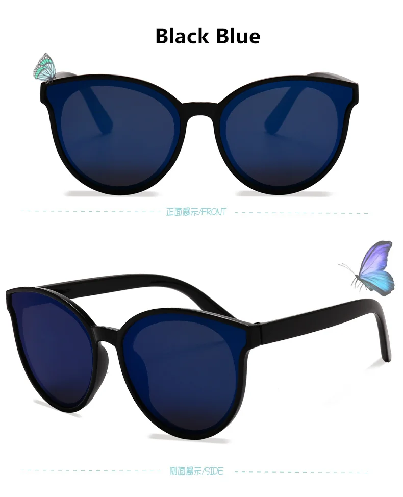 Модные детские солнцезащитные очки для мальчиков и девочек с милым кошачьим глазом, детские круглые зеркальные очки, подарочные очки UV400