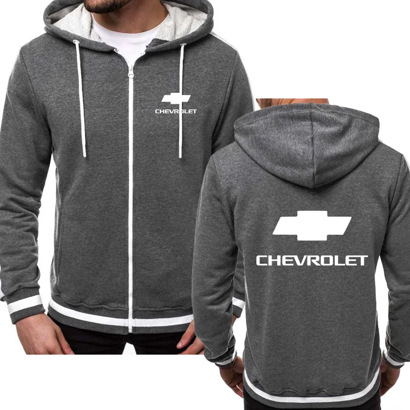 Толстовки мужские для Chevrolet с логотипом автомобиля, в стиле хип-хоп Харадзюку, с длинным рукавом, флисовые, теплые, с капюшоном, модные толстовки, мужские, на молнии, куртки