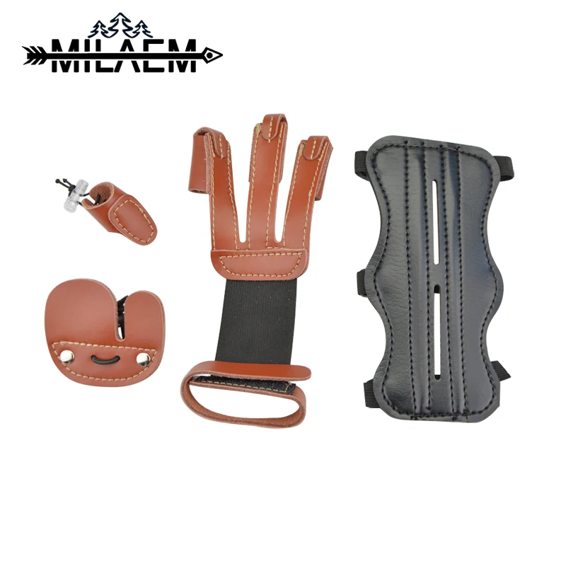 

1 Set Archery Protector Gear With 3 Finger Finger Guard And Arm Protector For Recueve Compound Bow Accessories