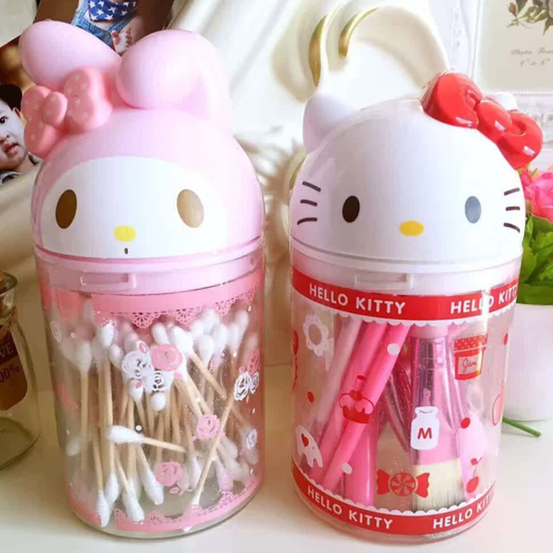 Hello kitty ватный тампон, коробка с пластиковыми ящиками, Настольный ящик для хранения, органайзер для хранения косметики, косметический Органайзер, пластиковая коробка