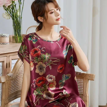 

Women Clothes for 2020 Summer Shorts Sets V-Neck Sleepwear Satin Pajama Femme Pajamas Short Sleeve Pajama Set Pyjamas Home Wear