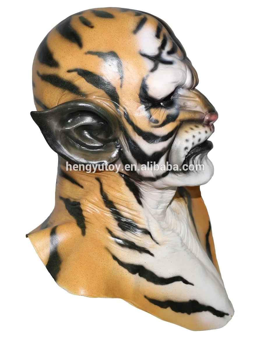 Nuovo Design Deluxe Halloween Costum Latex Horror Tiger Man Full Head Mask