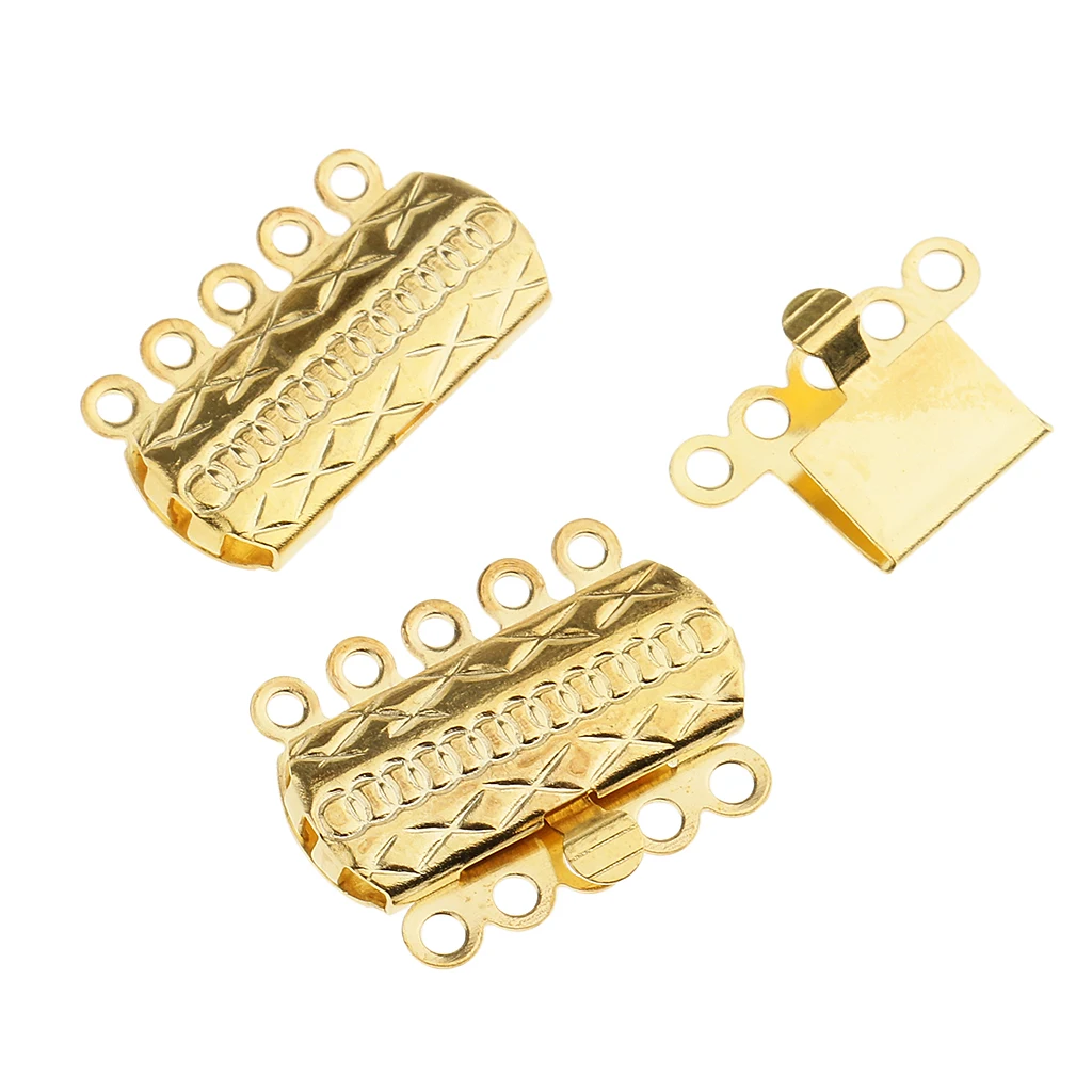 10pcs Gold silver color Color Pinch Push Clasps 5 Strands 18x15mm Buckle DIY Accessories For Jewelry Necklace Bracelet Making Findings