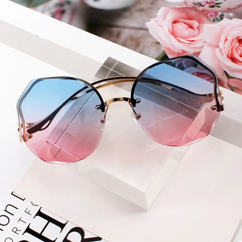 2021 Rimless Sunglasses Fashion Sunglasses Women Tide Vasos Decorativos Vogue Lunette De Soleil Femme Vintage Zonnebril Dames