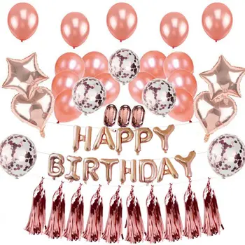 

Happy Birthday Balloons Decor Set Latex Balloons Paper Flower Ball Tassel For Birthday Wedding Party Decor Set