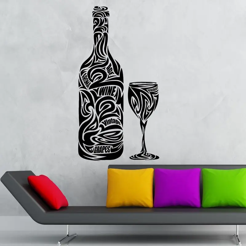 DCTAL Restaurant Sticker Wine Decal Poster Vinyl Art Wall Decals Pegatina Quadro Parede Decor Mural Wine Sticker