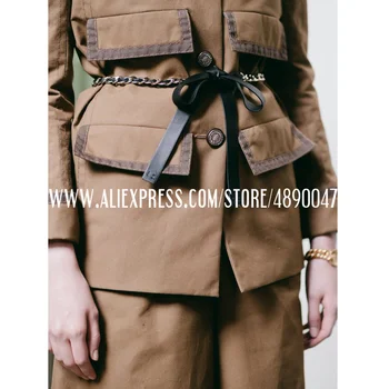 

2020 women's fashion with top layer composite sheepskin belt high quality chain stitching waist chain One size 163CM