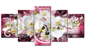 

5pcs Full Square/Round Drill 5D DIY Diamond Painting "Orchid peony lily" Multi-picture Combination Embroidery 5D Gift