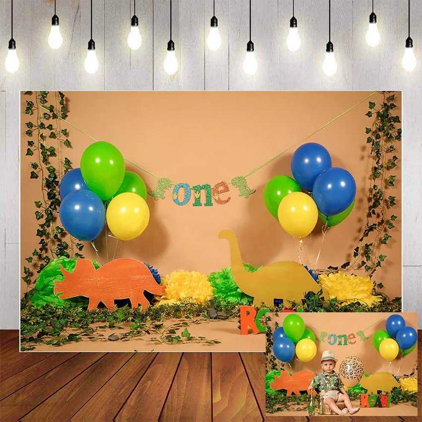 Mehofond Photography Background Dinosaur Boy Birthday Party Green 