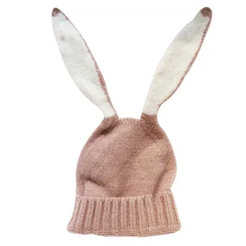 

TYNewborn Baby Boy Girl Hat 0-5T Autumn Winter Warm Kids Baby Cute Rabbit Ear Design Cartoon Hats Cotton Hemming Caps Gifts