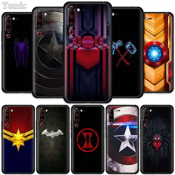 Перейти на Алиэкспресс и купить Черный силиконовый чехол Marvel с логотипом супергероя для Lenovo K10 Plus A6 Note Z6 Pro 5G Lite Youth, мягкий ТПУ мобильный телефон, чехол