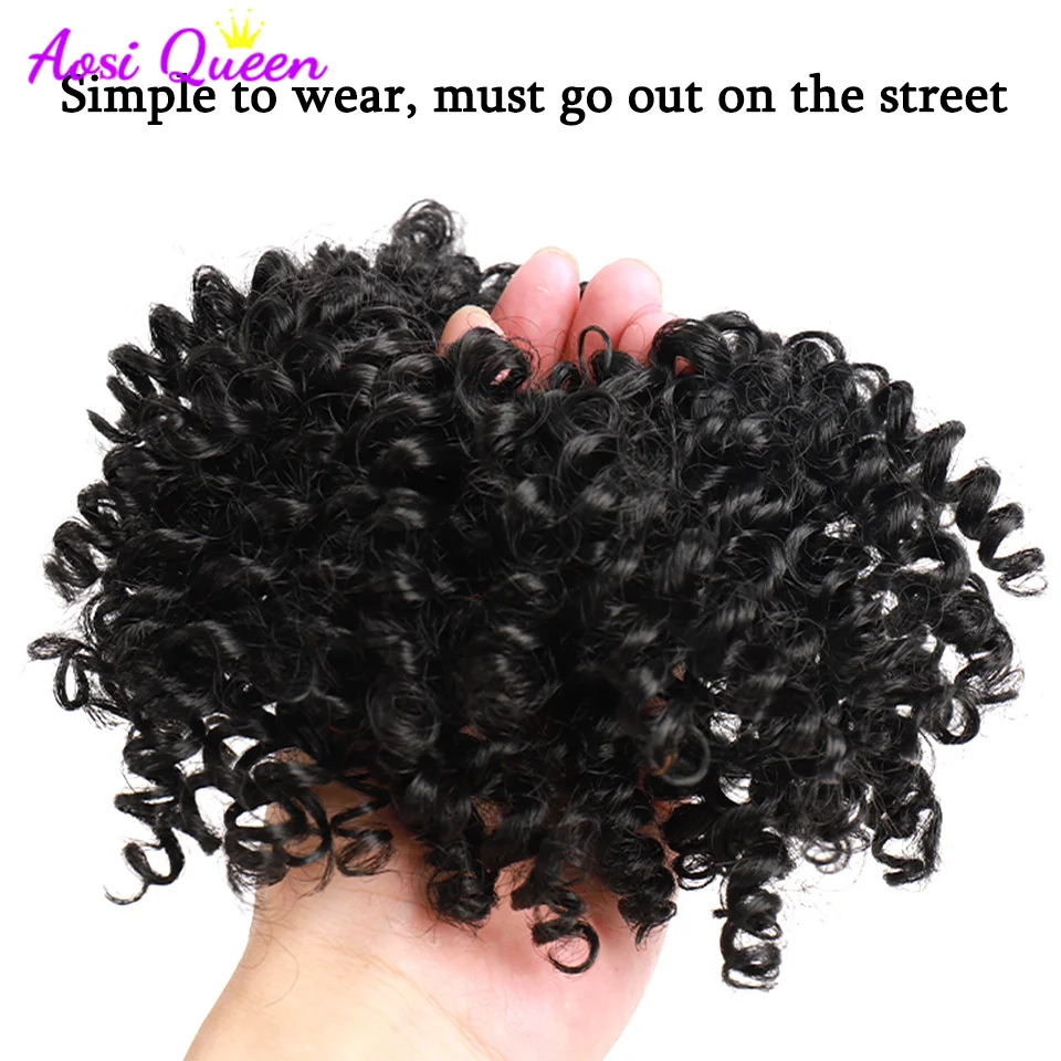 AS Curly Fluffy Chignon Hairpiece Synthetic Tousled Messy Bun Hair Elastic Band Updo Chignon Hair Hairpiece For Women