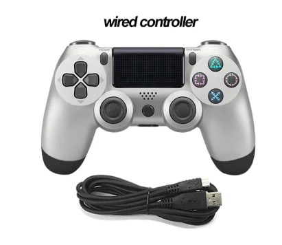 Bluetooth беспроводной/проводной джойстик для PS4 PS3 DualShock4 контроллер подходит для консоли mando для Playstation геймпад джойстик - Цвет: Wired sliver