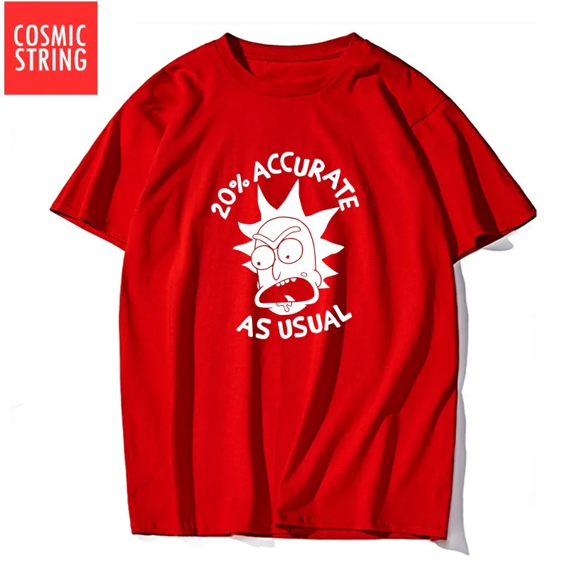 RI0102CS-RED COSMIC STRING, хлопок, крутая Мужская футболка с коротким рукавом, свободная Мужская футболка, летняя, Рик и Морти, негабаритная футболка, футболки - Цвет: RI0102CS-RED