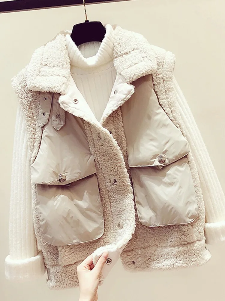 Осенне зимний теплый бархатный жилет из ягненка новинка 2019 повседневные