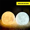3 Color Rechargeable 3D Print Moon Lamp Touch Moon Lamp LED Night Light Children's Night Lamp Bedroom Decoration Birthday Gifts 2