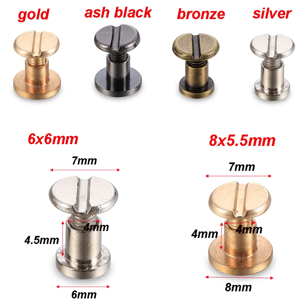 Leather Craft Solid Nail Bolt Bookkeeping Round Head Screws Strap Rivets Screw For Luggage Craft Clothes/Bag/Shoes 20Pcs(10Sets)
