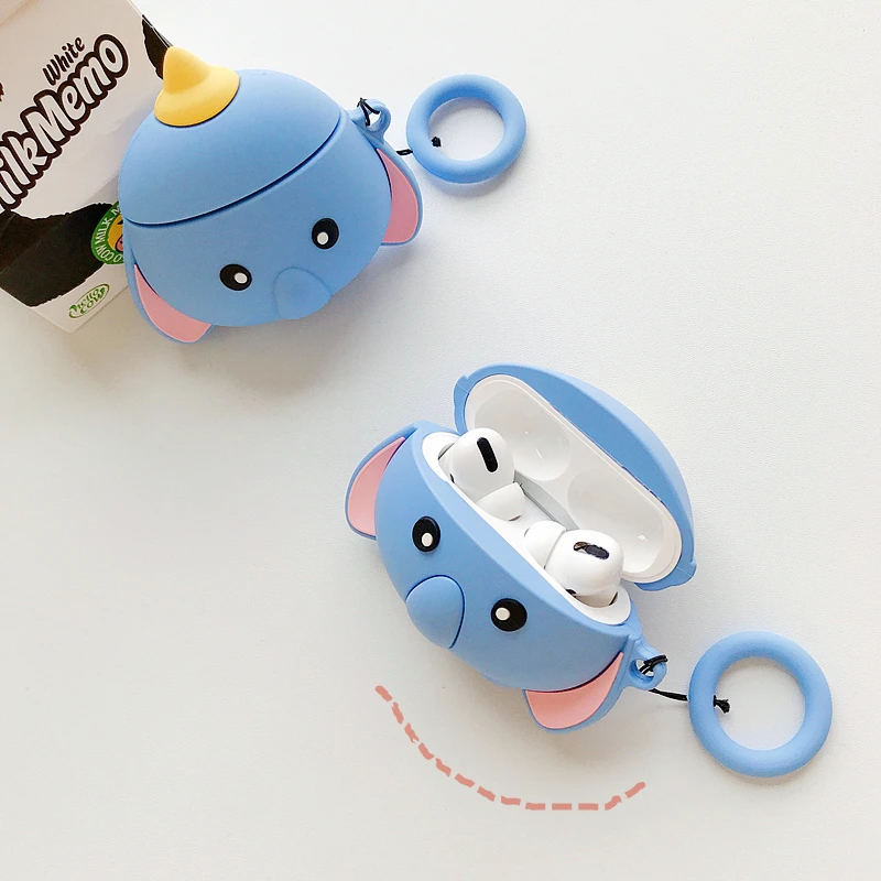 Чехол для мини наушников Airpods Pro мягкий силиконовый чехол с милым мультяшным