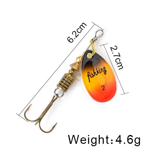 FISH KING Spinner Bait 3.9g 4.6g 7.4g 10.8g 15g Spoon Lures pike Metal With Treble Hooks Arttificial Bass Bait Fishing Lure as photo