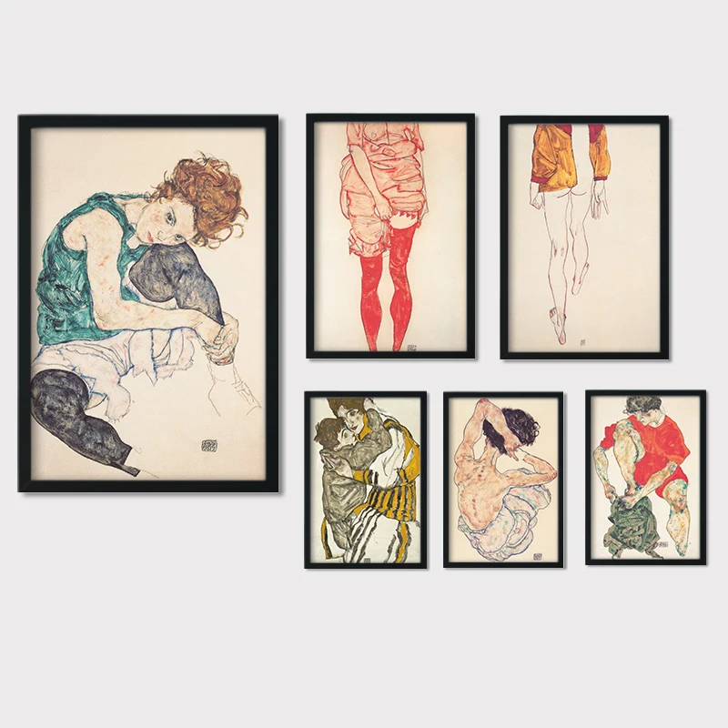 Картина на холсте с принтом плакаты настенные картины Egon Schiele цвет тела