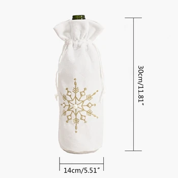 

2pcs Christmas Snowflake Champagne Red Wine Bottle Cover Drawstring Bag Decor 67JB