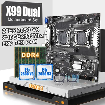 

JINGSHA X99 dual motherboard set with 2pcs XEON E5 2650V3 Processor and 8*16gb ddr4 2133mhz ecc reg ram