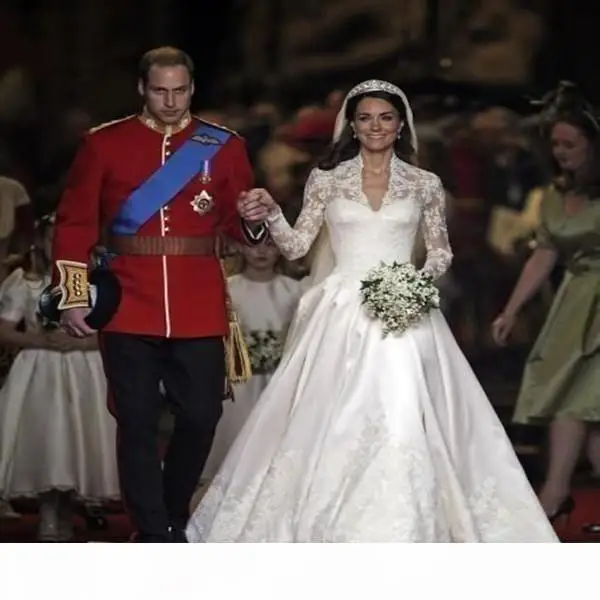 Customized White A Line Wedding Dresses V Neck Sheer Long Sleeve