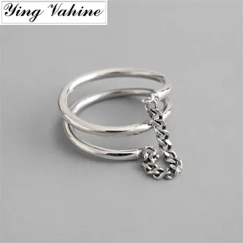 

ying Vahine 100% 925 Sterling Silver Multi-layer Chain Pendant Rings for Women