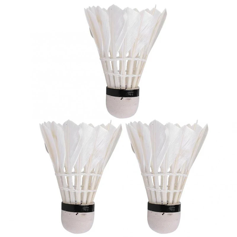 Outdoor Shuttlecock Durable Badminton Goose Feather Cork Wood Head Training Ball Sports Accessories 3pcs /pack | Спорт и развлечения