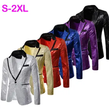 

Men's Tuxedo Suit Bling Gradient Sequins One Button Party Coat Blazer Gentleman Jacket Male Fashion Coat Wedding Party Top