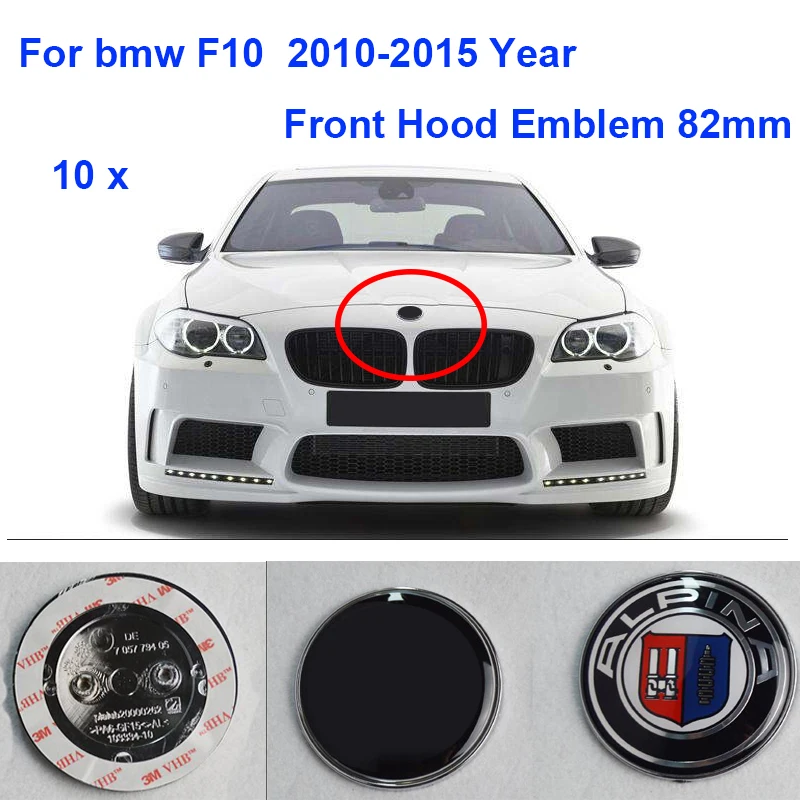 

Car Styling 10Pcs 82mm F10 pvc Front Bonnet Emblem Auto Head Hood Label Logo Cover For F10 2010-2015 8.2cm Car Accessory